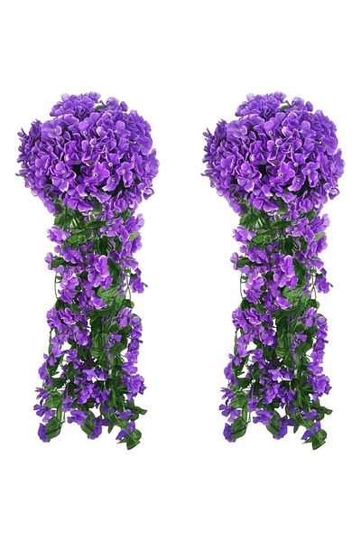 Choice Purple 1pc Artificial Flowers Silk Violet Wall Hanging Wedding Scene Decor Home Potting Outdoor Gard