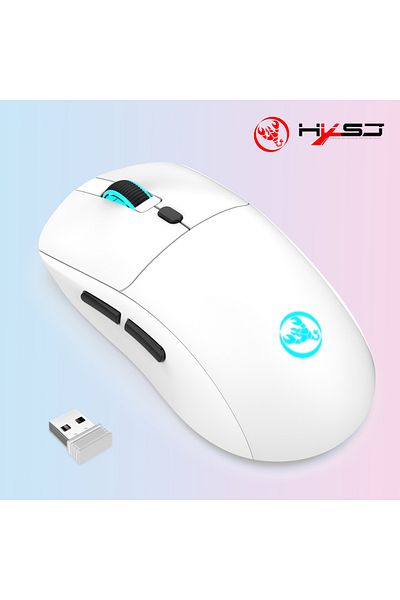 Choice T20White Rechargeable 2.4G USB Wireless Mouse Adjustable 3600dpi 7 Colors RGB Comfortable Mice for H