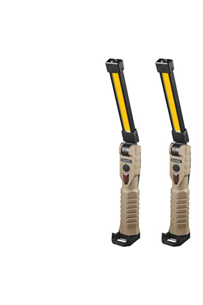 XIWANGFIRE Khaki 2pcs USB Rechargeable Portable COB LED Flashlight Work Light Magnetic Lanterna Hanging Lamp wi