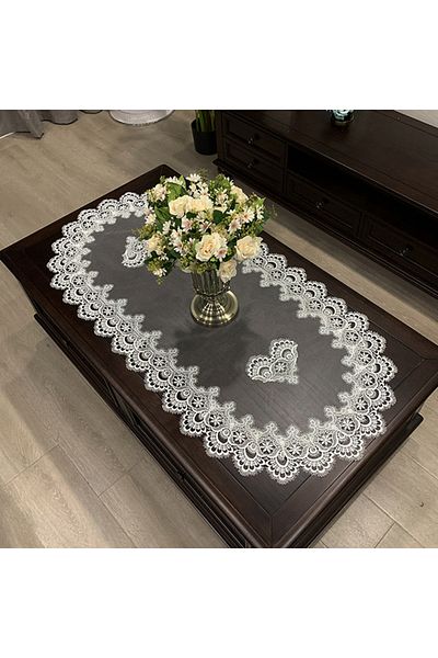 Choice 40x90cm Pure White Mesh Table Runner Vintage 40x90cm 50x110cm Crocheted Dining Table Floral Hotel La