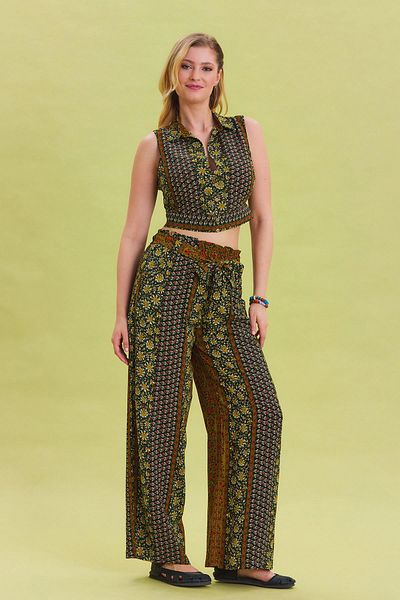 Los banditos Elastic Waist Belt Detailed Summer Trousers