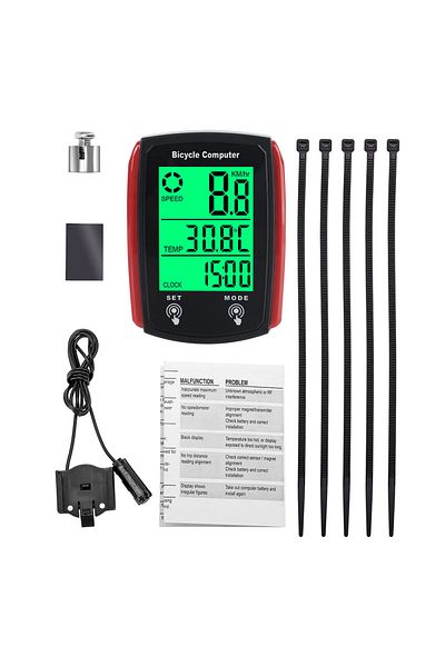 Choice Black Red Night Cycling Backlit For Day English Waterproof Bike Accessories LCD Computer Speed Odome