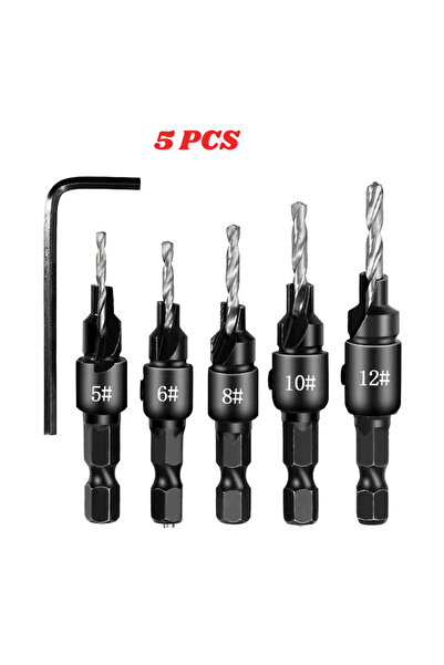 Choice1 5 pcs Silver 4/5 PCS Woodworking Countersunk Head Drill And Chamferin...