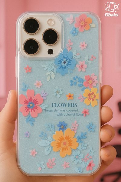 Fibaks حافظة متوافقة مع هاتف Apple iPhone 11 Pro Max، غطاء أزرق فضي بنمط زهرة ملون وممتص للصدمات