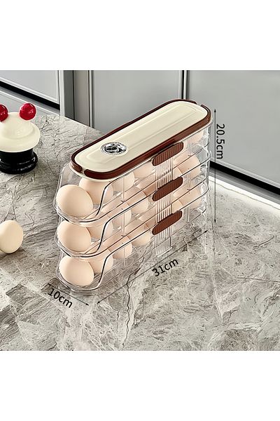 choice2 Small-3rd floor 1PCS Home Refrigerator Egg Organizer Sliding Egg Carton Automatic Egg Roller Organiz