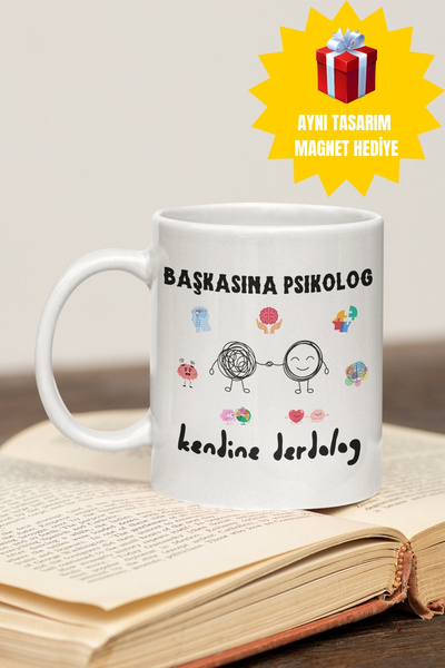 qoeuyl boutique Başkasına Psikolog Kendine Derdolog Baskılı Eğlenceli Hediyelik Kupa Bardak