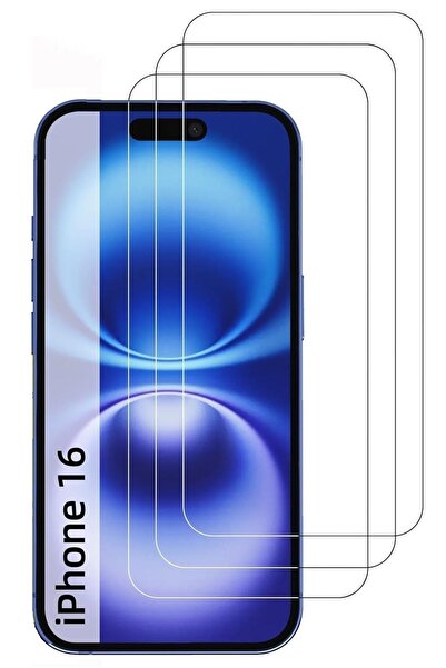 Evax 3'lü Paket Iphone 16 Uyumlu Temperli Hd Cam Ekran Koruyucu Kırılmaz Cam ...