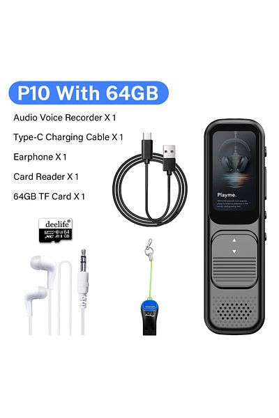 deelife P10 with 64GB Deelife Professional Digital Voice Recorder With Playback MP3 Music Player 64G Noise R