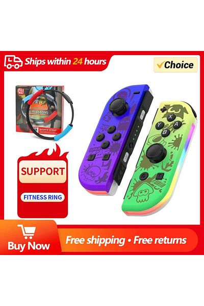 Choice Joy3-jet 1 وحدة تحكم Joypad RGB LED Switch يسار/يمين لجهاز Nintendo Switch/lite/oled Joycon Gamepads Jo