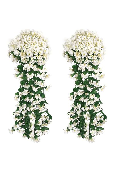 Choice White 1pc Artificial Flowers Begonia Plants Bouquet Suitable Long Vine For Wall Family Room Garden W