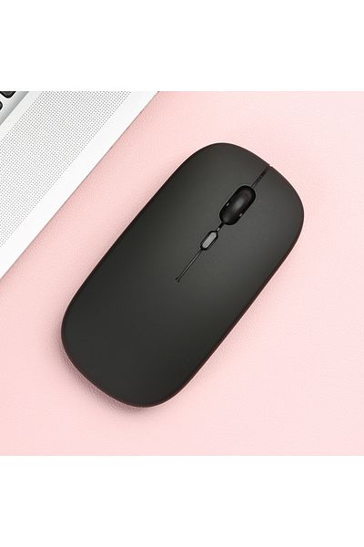 MissionFit فأرة كمبيوتر محمولة مريحة متوافقة مع تقنية البلوتوث باللون الأسود اللامع لأجهزة الكمبيوتر المحمولة وأجهزة iPad