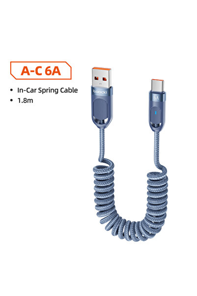 Choice كابل توكي A-C أزرق بطول 1.8 متر، 6 أمبير، USB، متوافق مع شاشة LED لهات...