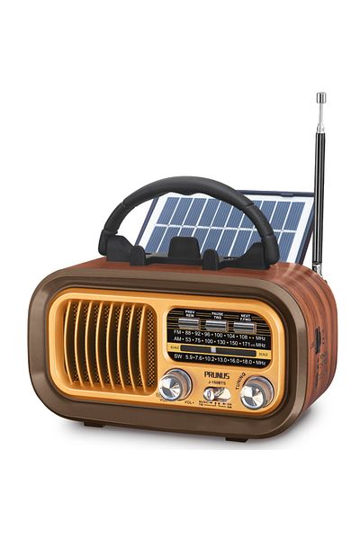 Choice1 مكبر صوت بلوتوث متعدد الوظائف باللون الذهبي، راديو FM AM SW محمول، ألواح شمسية قابلة لإعادة الشحن