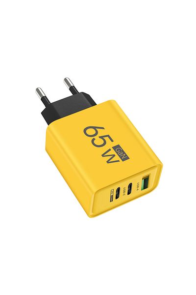Choice EU Yellow 65W GaN USB Chargers With Type C Data Cables Fast Charging Charger Quick Charge Phone Adap