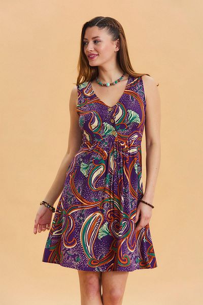 Los banditos V Neck Button Detailed Sleeveless Authentic Dress