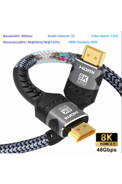 Choice كابل HDMI 2.1 بدقة 8K بطول 2 متر، كابل HDMI 2.1 بدقة 8K بتردد 60 هرتز،...