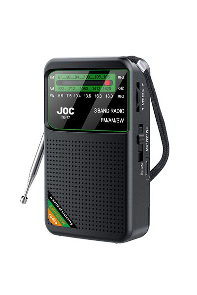 Choice Black Portable Radio AM/FM/SW Pocket Radio with Rechargeable Battery Good Reception Supports Wired E