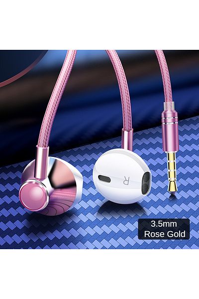 Choice gold 3.5mm 9D Bass Stereo Type C&3.5mm Headphones Volume Control Headset With HD Mic Wired Earbuds
