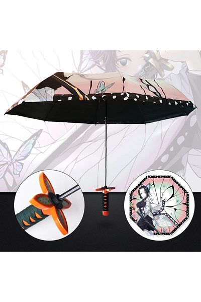 Choice Shinobu 8K IRON Demon Slayer Katana Umbrella Tanjirou Folding UV Blocking Parasol Real Japanese Kata