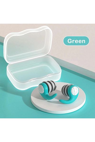 Choice Green 1 Pair Soft Silicone Earplugs - Noise Canceling, Waterproof, Comfortable Fit, for Sleep, Swimm