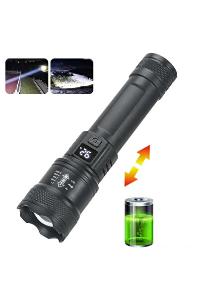 Choice1 S384-A KDULIT Powerful LED Flashlight High Power Tactical Light Power Display Rechargeable Light Tel