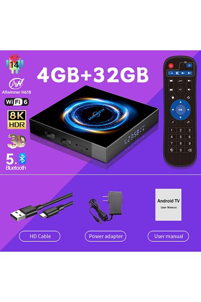 Choice EU Plug 4GB 32GB New R69S1 Android 14 tv box Allwinner H618 Set Top Box Bluetooth 5.0+WiFi 6 Suppor