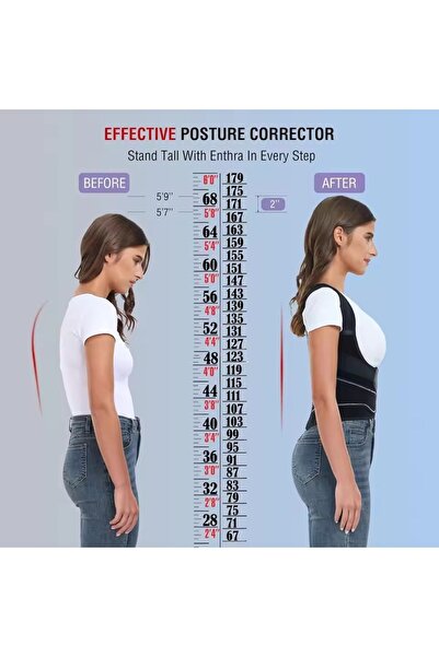 Pikas Μαύρος κορσές στήριξης σταθερής στάσης σώματος με ενδύματα στήριξης για γυναίκες και άνδρες, κορσές για την πλάτη και τη μέση, κορσές κατά της καμπούρας (EX-03)