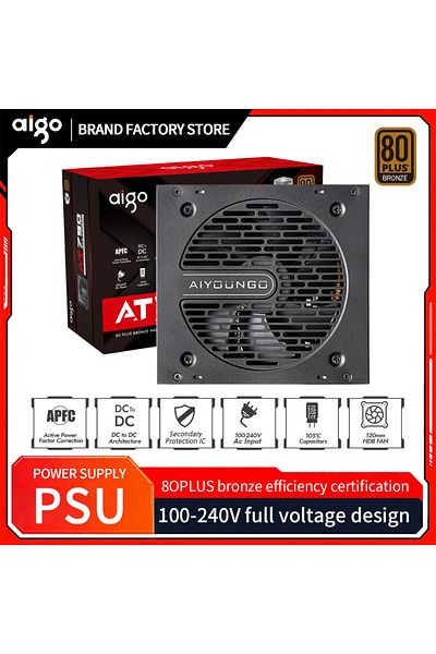 Choice Eu Plug 750w Aigo At Atx Power Supply Pc 550w 650w 750w Competitive Game Gamer 80plus100-240v Full V