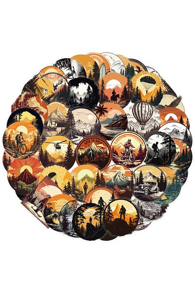 Choice 50PCS 50pcs Outdoor Mountain Adventure Cartoon Stickers for Guitar DIY TOY Bicycle Skateboard Laptop