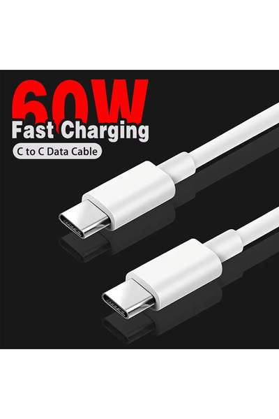 Choice كابل فيكفون USB C أبيض بطول 1 متر إلى كابل شاحن USB C 60 وات سريع الشح...