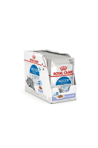 Royal Canin Feline Health Nutrition Indoor 7+ Sterilized Jelly Cat Food Pouch - 85g - Pack of 12