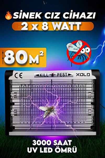 xolo Elektrikli Sinek Öldürücü 2x8 Watt Sinek Kapanı 80 Metrekare Uv Sinek Tu...