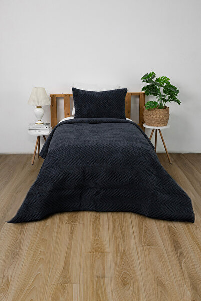 Genel Markalar Wellsoft Çift Taraflı 4 Mevsim Tek Kişilik Yatak Örtüsü - Antrasit