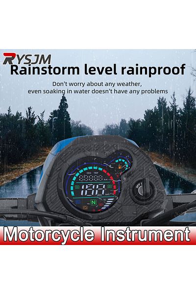 RYSJM Motorcycle Speedometer Digital Tachometer Speed Meter TRIP ODO KMH LCD Odometer With Turn Signals...