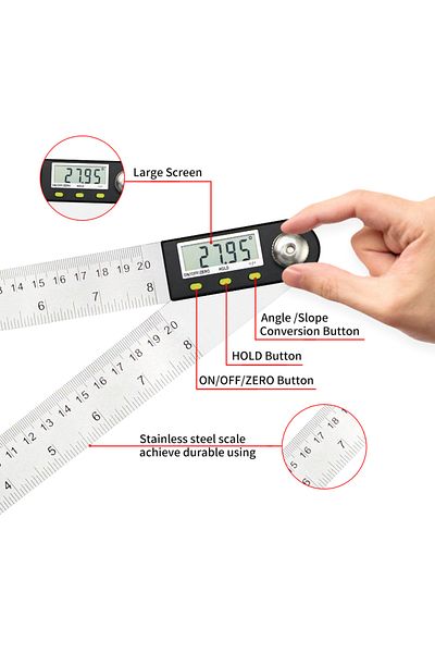 Choice 0-300mm 200 mm/300 mm Digital Angle Ruler Stainless Steel Electronic Angle Meter Electronic Protract