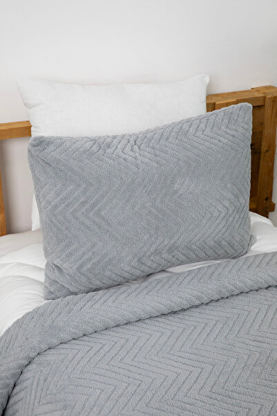 Çeyiz Merkezi Wellsoft Çift Taraflı 4 Mevsim Tek Kişilik Yatak Örtüsü - Gri