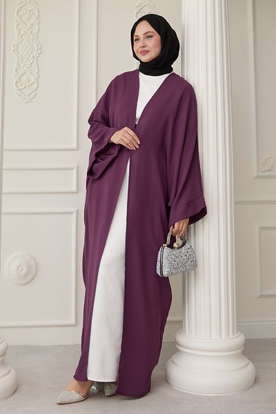 InStyle Purple Abaya with Draped Stone Dress