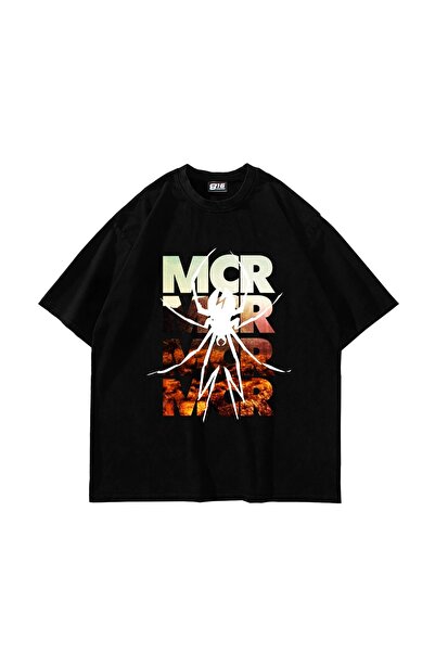 Bak Moda Tricou negru unisex oversize cu imprimeu My Chemical Romance