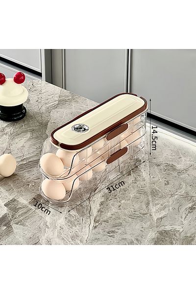 Choice Small-2nd floor 1PCS Home Refrigerator Egg Organizer Sliding Egg Carton Automatic Egg Roller Organiz
