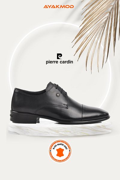 Pierre Cardin Μαύρα ανδρικά κλασικά παπούτσια από γνήσιο δέρμα 70228 M