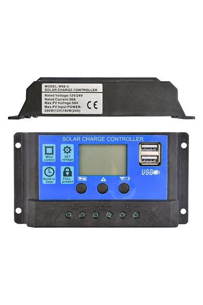Choice 30A Solar Charge Controller 12V24V 30A/20A/10A Auto LCD Dual USB 5V Output Photovoltaic Solar Panel