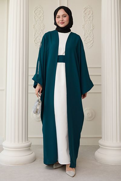 InStyle Abaya albastru petrol cu ​​rochie de piatră drapată