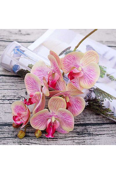 Choice pink 3D Small Butterfly Orchid 6 Heads/Bundle Fake Flower Home Drapery Wall Wedding Decoration Chris