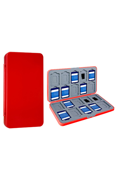 Choice صندوق تخزين محمول باللون الأحمر لبطاقات SD وMicro SD مزود بـ 40 فتحة ب...