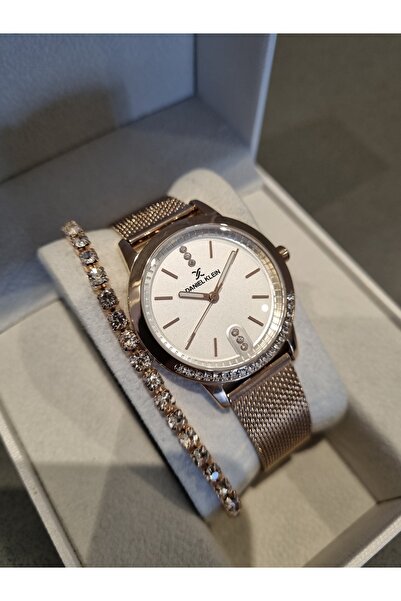 Daniel Klein New Model Rose Stone Straw Bracelet Women's Wristwatch Gift Bracelet