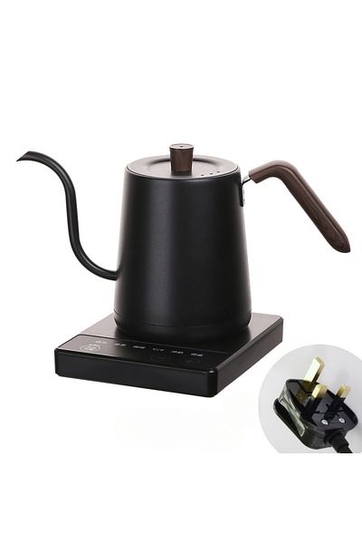 COOYA 0.8l Electric Gooseneck Kettle,1000w with Temperature Control,304 Stainless Steel,Black