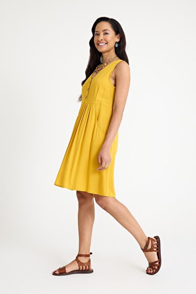 Los banditos V Neck Button Detailed Sleeveless Authentic Dress