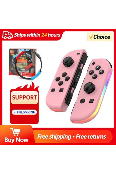 Choice Joy3-pink Joy Controller RGB Led Switch L/R Joypad لجهاز Nintendo Switch/lite/OLED Joycon Gamepads Joy