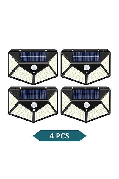 Choice 100led 4 Pieces Led Solar Lights Outdoor Waterproof External Solar Lamp Motion Sensor Garden Lights