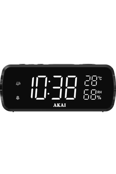 AKAI AKAI ACR-1080 Clock Radio, LED Display, Humidity and Temperature Indicator (Black)